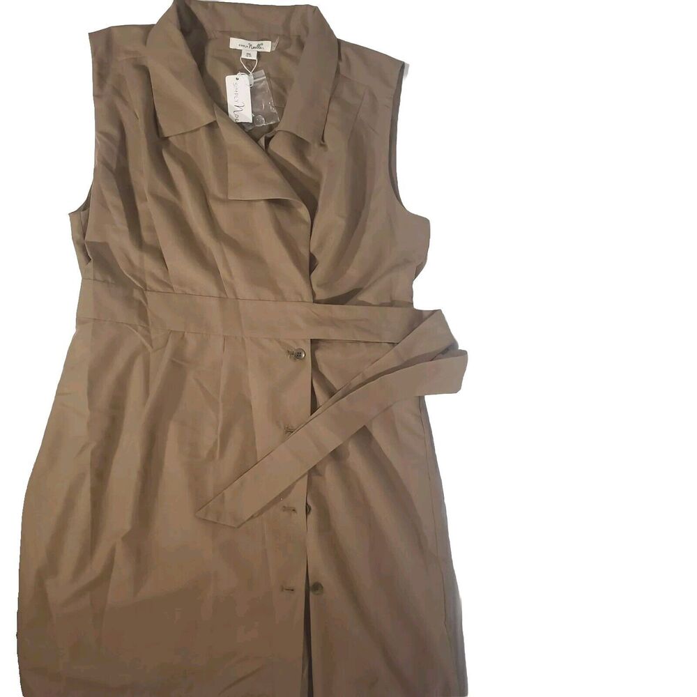 Simply Noelle Side Tie Waist Wrap Dress With Collar Size XXL Brown